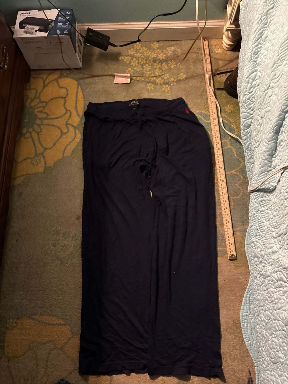 Polo Ralph Lauren Women's Pima Cotton Wide Leg Pajama Lounge Pants Navy Blue